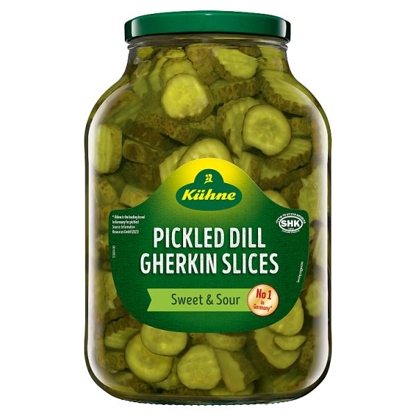 Kühne Sweet & Sour Pickled Dill Gherkin Slices 2450g (Pack of 4)