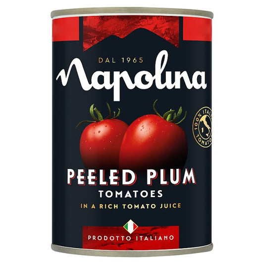 Napolina Peeled Plum Tomatoes in a Rich Tomato Juice 400g (Pack of 12)