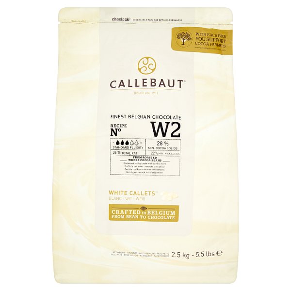 Callebaut Finest Belgian Chocolate White Callets 2.5kg (Pack of 8)