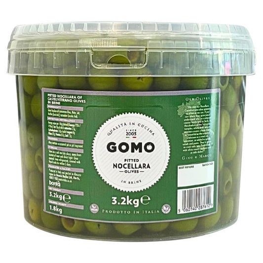 Gomo Pitted Nocellara Olives in Brine 3.2kg (Pack of 2)