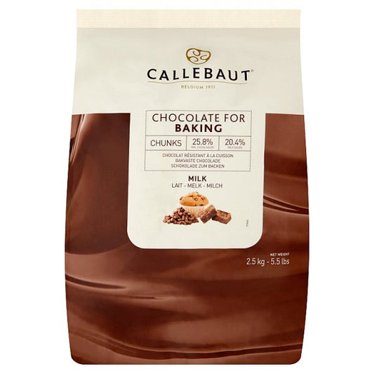 Callebaut Milk Chocolate Baking Chunks 2.5kg (Pack of 4)