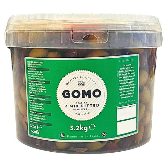 Gomo 2 Italian Mix Pitted Olives 3.2kg (Pack of 2)