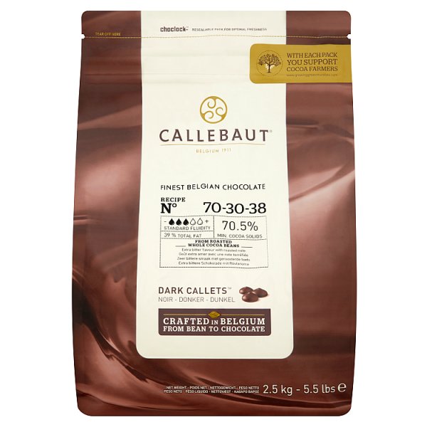 Callebaut Finest Belgian Chocolate 70% Extra Bitter Callets 2.5kg (Pack of 8)