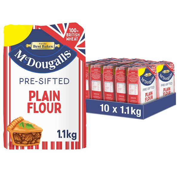 McDougalls Pre-Sifted Plain Flour 1.1kg (Pack of 10)
