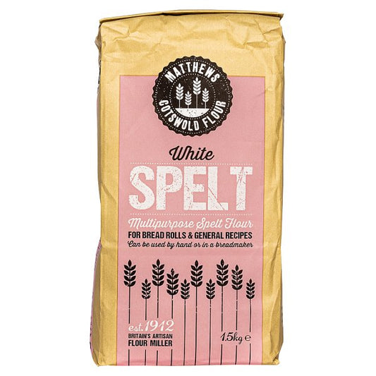 Matthews Cotswold Flour White Spelt Multipurpose Spelt Flour 1.5kg (Pack of 5)