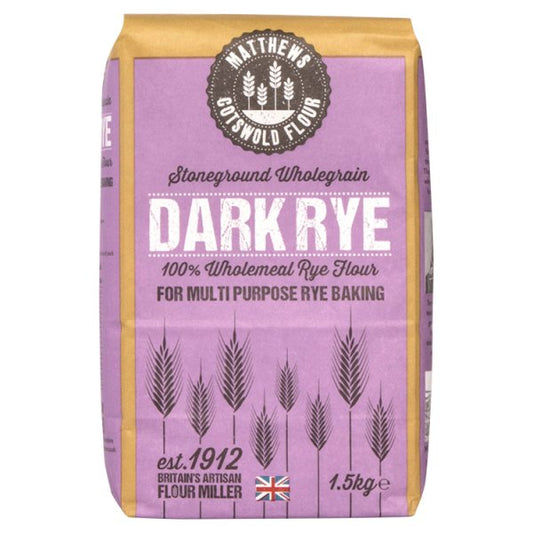 Matthews Cotswold Flour Stoneground Dark Rye 1.5kg (Pack of 5)